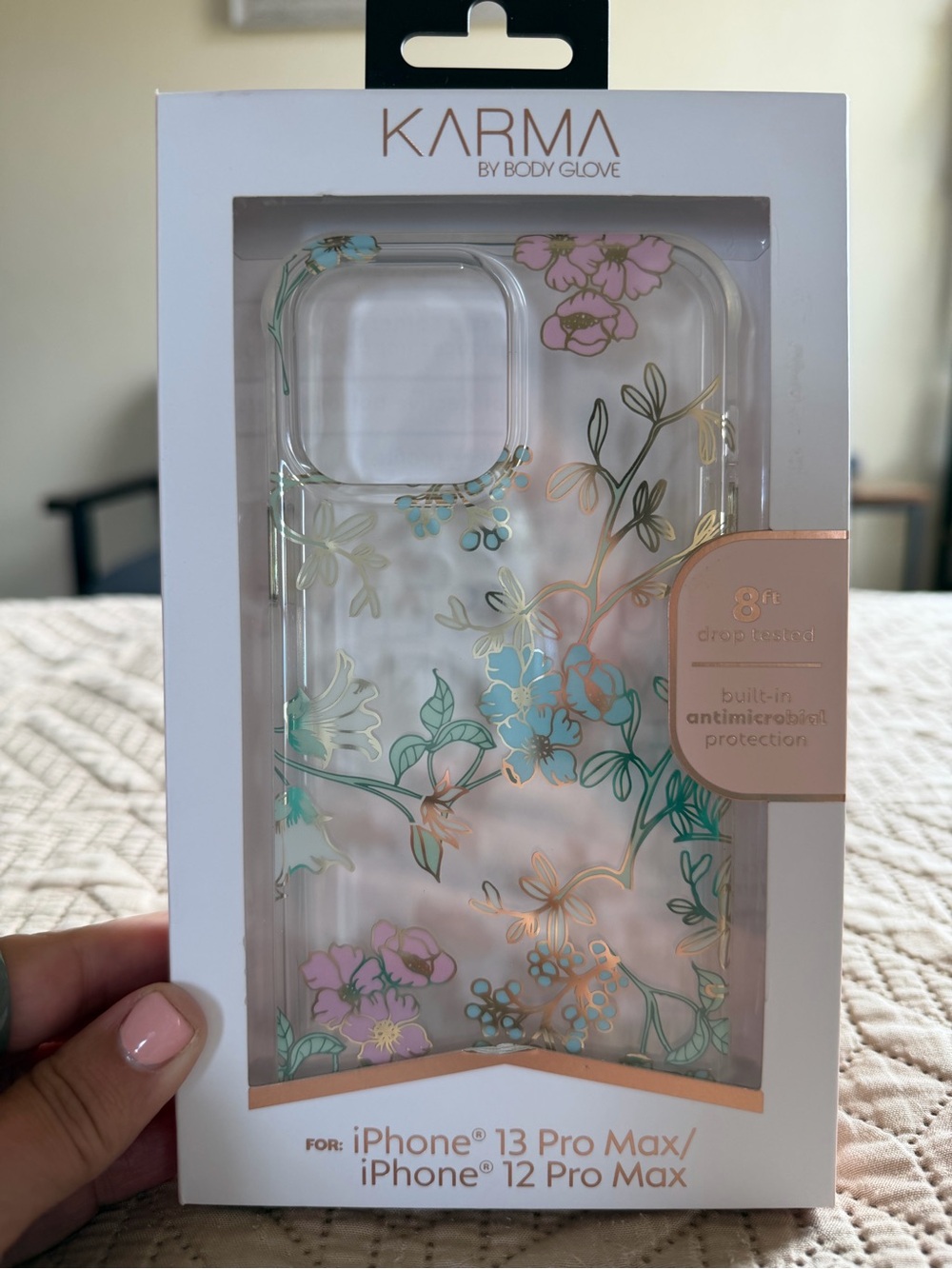 Clear Floral Phone Case — Pink & Teal